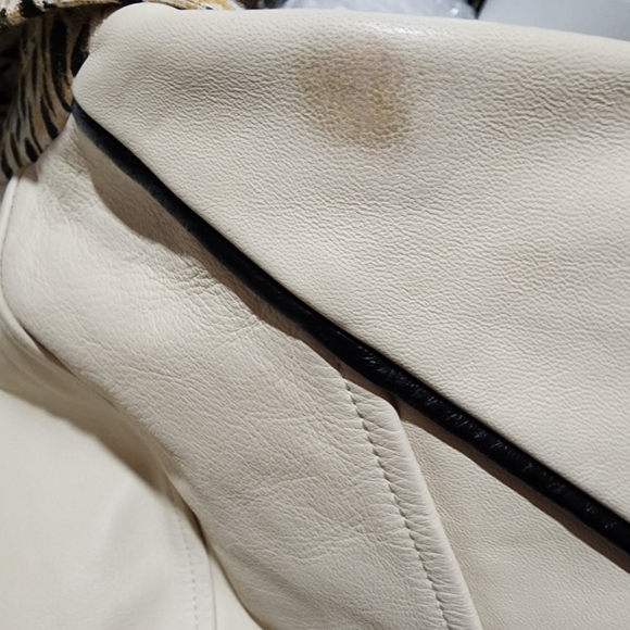 Diane Von Furstenberg DVF Theodora Leo Jacquard Leather Moto Jacket Cream Size 4 - Picture 16 of 16